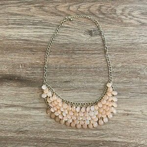 H&M Gold Layered Necklace with Pink Gem Beading